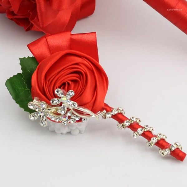 

handmade silk wedding man flower groom groomsman boutonniere customize corsage white purple blue color1