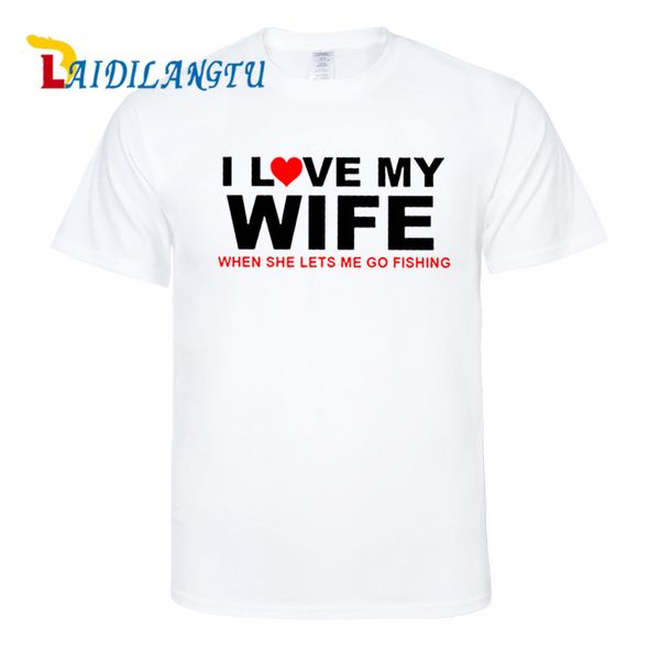 

спортивные мужские футболки мода 2018 года я люблю свою жену, когда она отпускает меня рыбы лето с коротким рукавом мужские футболки мужские