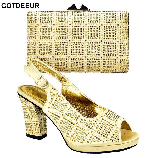 

new fashion african wedding italian shoe and bag sets decorate italian shoes with matching bags buckle strap elegant party, Black