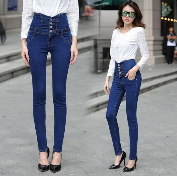 

women's high waist jeans blue was thin large size pencil pants1