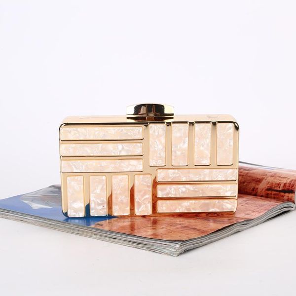 

evening bags luxury acrylic clutch bag with chain crossbody laser handbags wedding party noble gold silver black contrast color