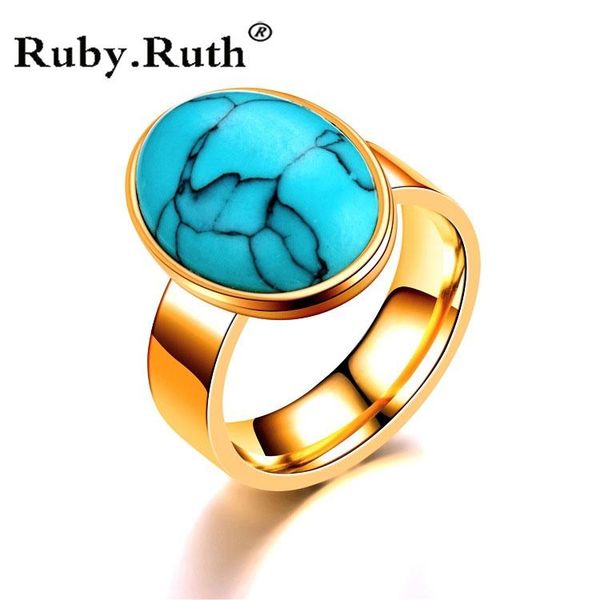 

cluster rings stainless steel vintage natural stone open ring blue turquoises sea opal finger men women wedding bohemia drop, Golden;silver
