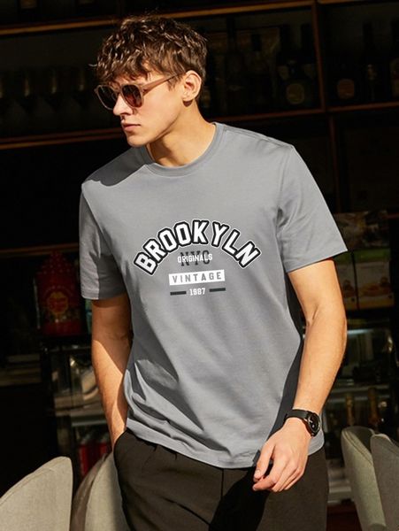 

men letter graphic round neck tee x7qw#, White;black