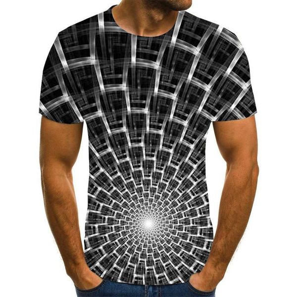 

camiseta 3d patrón irregular de los hombres estampado de manga corta de verano casual cuello redondo camiseta divertida forma pa, White;black
