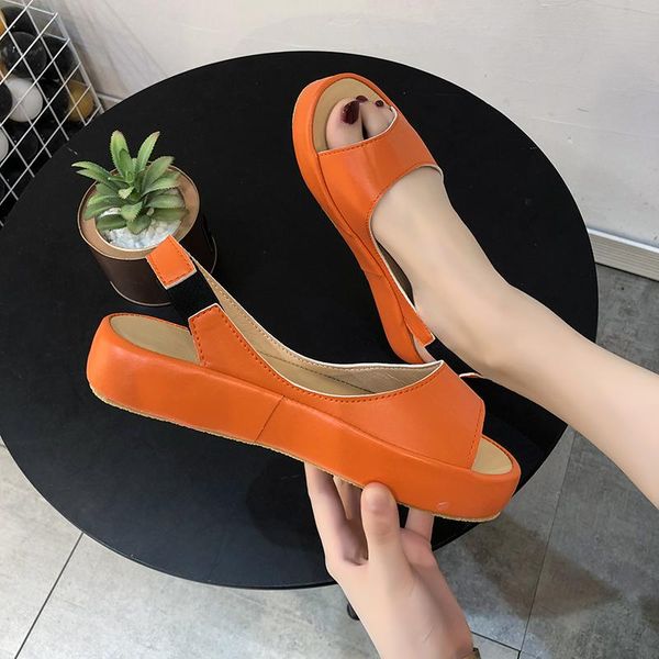 

2020 fashion women sandals orthopedic women summer shoes platform sandals beach shoes soft pu leather flat b691, Black