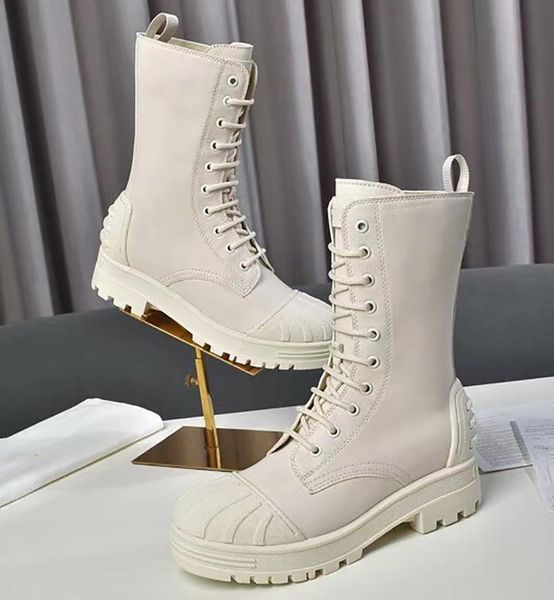 

bandage medium length martin boots womens 2020 winter fashion handsome shell head motorcycle boots black and white thick bottom short boots