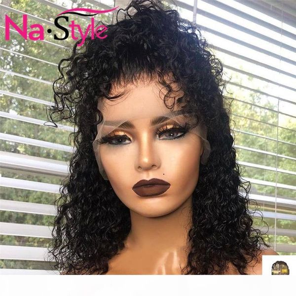

kinky curly bob wig human hair wigs 150% bob human hair wigs for woman remy brazilian pre plucked hairline t lace front wig, Black;brown