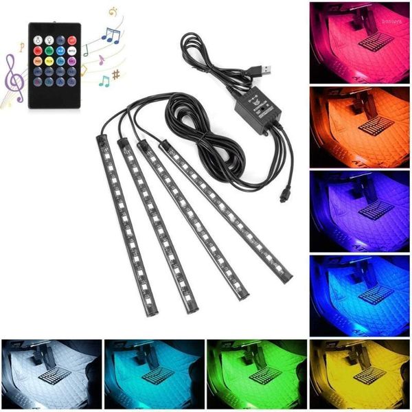

interior&external lights car led strip lights, 4pcs 48 usb interior multicolor music light under lighting kit with sound active1