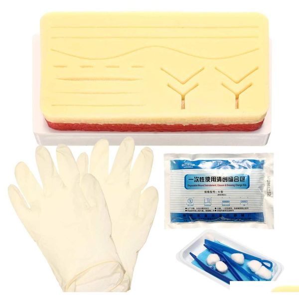 

silicone medical suture training kit human traumatic skin model suturing practice training pad set doctor nurse teaching nsll0