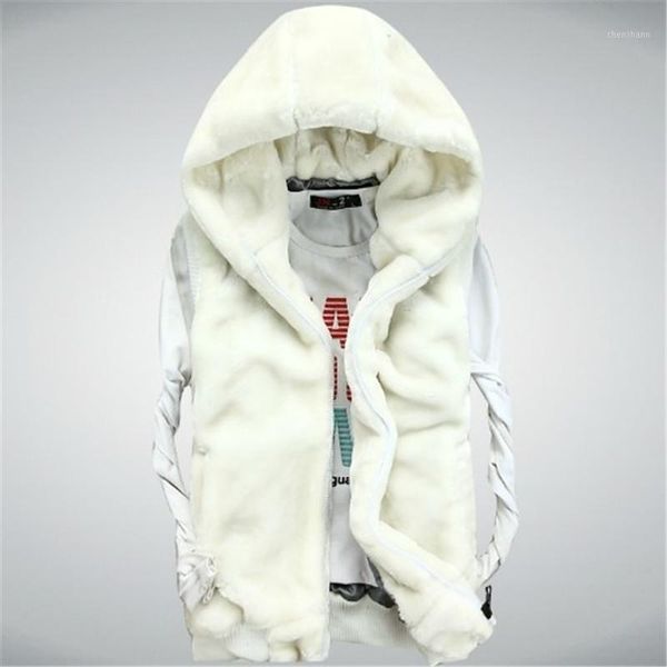 

men's vests furry fur vest men 2021 couple fashion zipper sleeveless plus size hooded jacket for gilet homme ds509611, Black;white