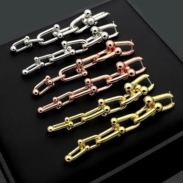 

titanium steel earrings wholesale t tapered u-shaped long multi section earrings women's long six section u-shaped, Silver