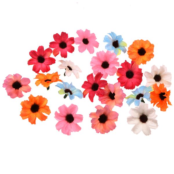 

20 pieces mixed color artificial silk daisy flowers head for wedding decoration