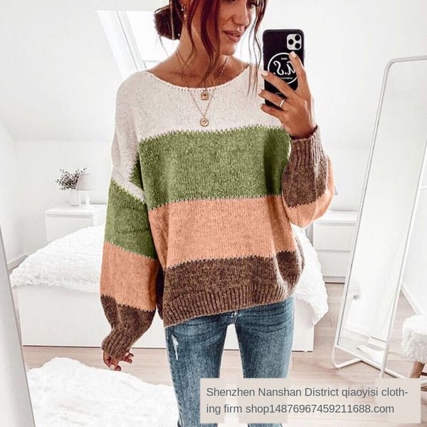

new autumn pullover knitwear winter 2020 knitwear color contrast bottomed pullover sweater for women tepqz, White;black