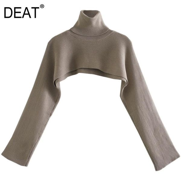 

deat 2021 new winter turtleneck full sleeves knitting pullover short knits sweater female lady's clothing wp06404, White;black