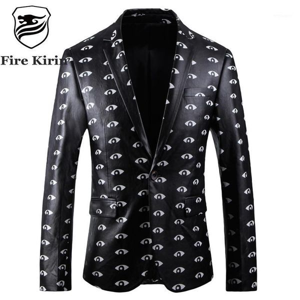 

fire kirin black leather blazer men 2021 autumn slim fit men's blazers and suit jackets brand 5xl casual blazers for men q4201, White;black