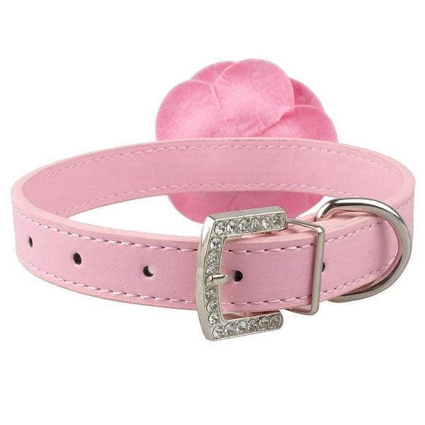 

adjustable puppy dog collar pu leather kitten cat collars flower necklace pet accessories for small medium dogs chihua sqccfk