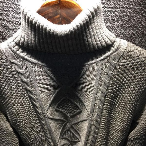 

2021 new fashion autumn winter men thick sweater male turtleneck solid color casual men's slim fit basic knitted pullovers d2371, White;black