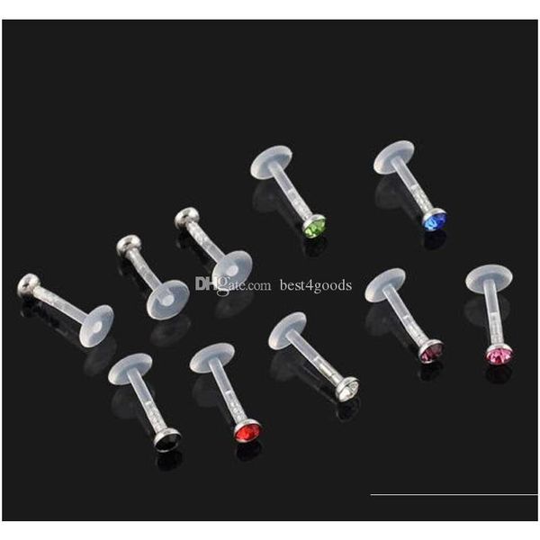 

10x mixed white/black acrylic cz crystal monroe lip labret bar ring stud pierc sqcwys queen66