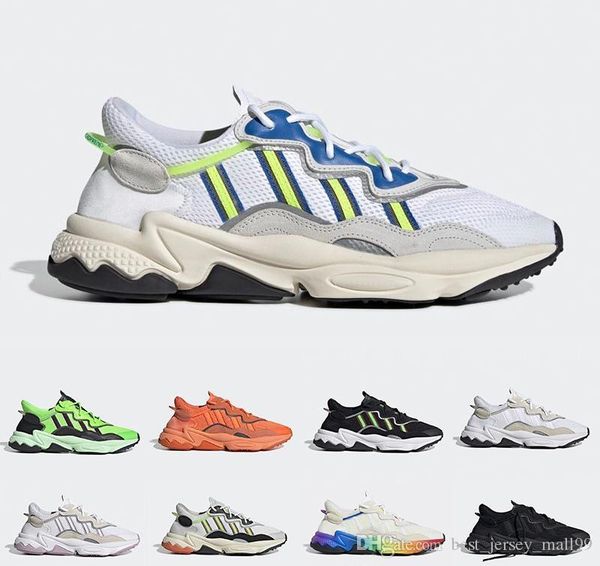 

2019 pride 3m reflective xeno ozweego for men women casual shoes neon green solar yellow halloween tones core black trainer sports sneakers