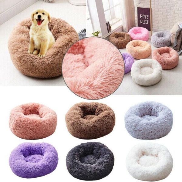 

pet dogs cats calming bed warm soft plush cute nest comfortable sleeping kennel dog beds/mats
