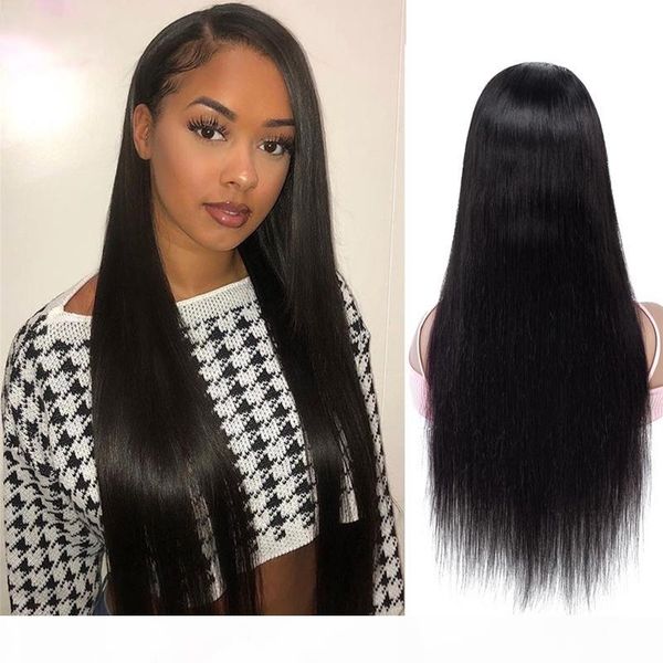

brazilian peruvian malaysian straight human hair 13x4 lace front wig full lace wig glueless no shedding no tangle brazilian for black women, Black;brown