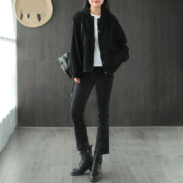 

2020 cotton twill back embroidered new style of literature and art relaxed coatcoat coat leisure women's style in early autumn c0pad c0, White;black