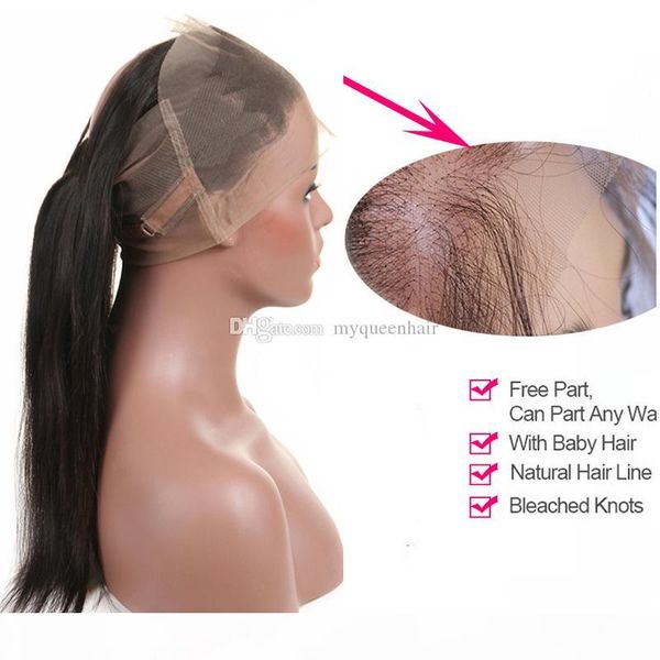 

my queen virgin human hair swiss hd 360 lace closure frontal silk straight with baby hair looks very natrual part, Black;brown