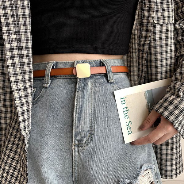 

женщины кожа студент нового простой тренда персонализированного коровье украшение универсального jeans пояс, Black;brown