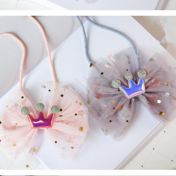 

korean handmade cute yarn bow knot crown kids children girl necklace apparel accessories-hzpr, Silver