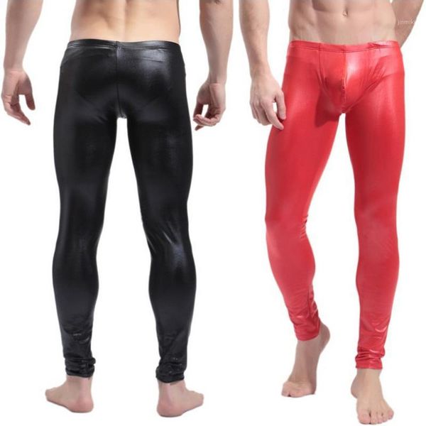 

fashion men's black/red faux patent leather skinny pants pu latex stretch leggings male gay clubwear bodywear trousers1, Black;white