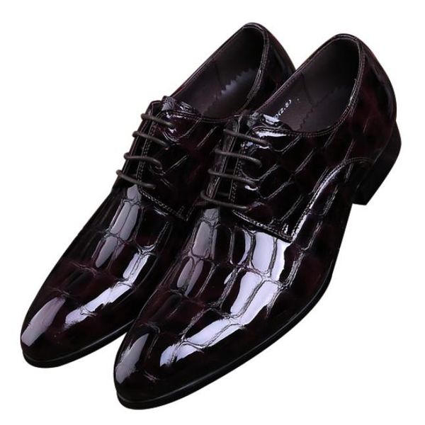 

crocodile grain black / wine red business shoes mens prom dress shoes patent leather wedding groom man office
