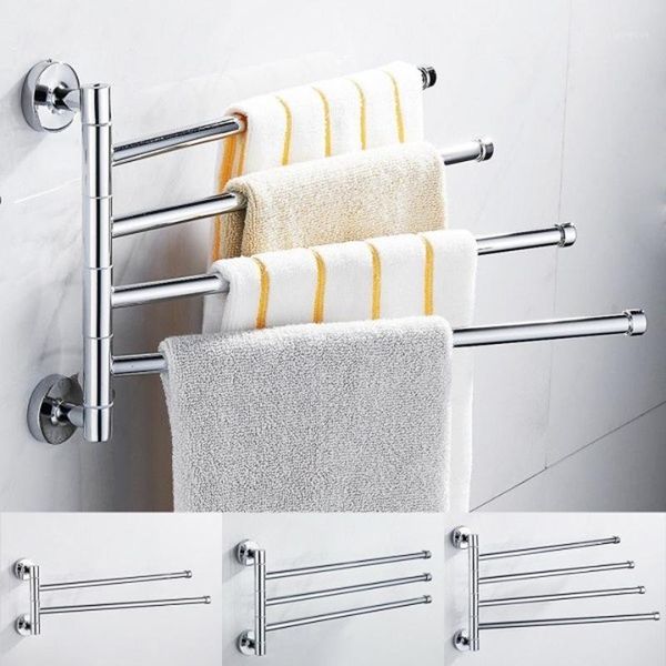 

stainless steel towel bar rack holder wall hanger swivel 2/3/4 swing arm silver1