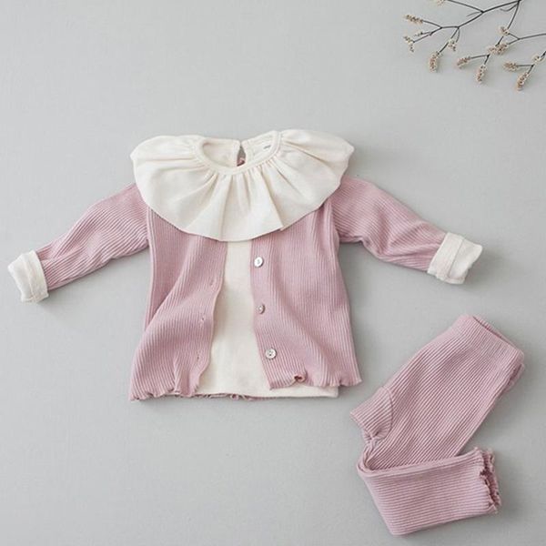 

2020 new baby girls clothing set baby girls clothes toddler boys clothes knitting coat sweater+pants kids set, White