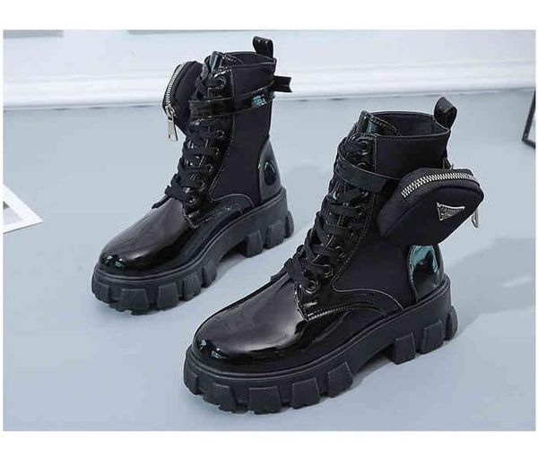 

women fashion chunky boots white lace up ankle for women autumn round toe combat black platform ladies shoes
