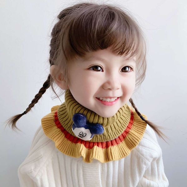 

baby's ear edge lace h6050 neckband autumn rainbow and winter warm scarf, Red;brown