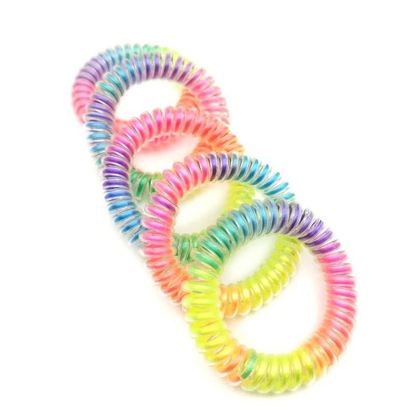 

полосы радуга волос красочные elastic rubber телефонный провод галстуки пластиковые rope аксессуар jllvgm bde_jewelry, Silver