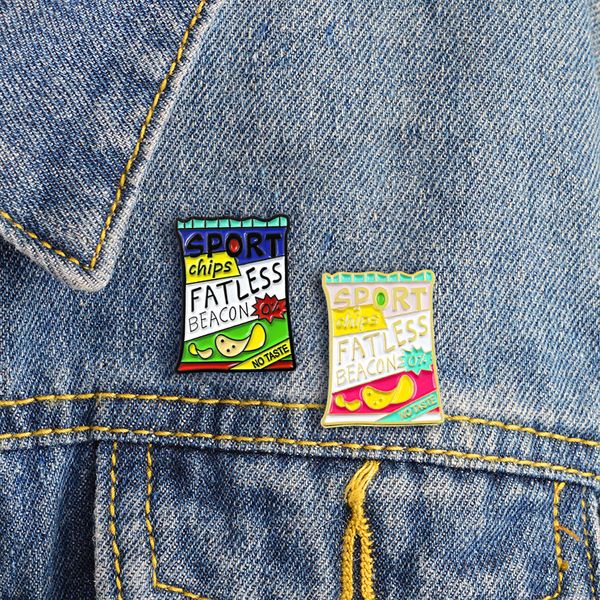 

delicious potato chips children's snacks creative design alloy brooch fashion friend badge enamel label pins, Blue