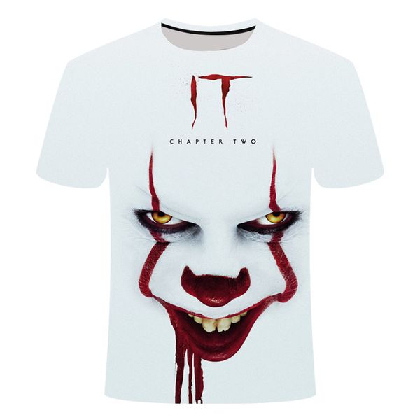 

penny wise clown joker 3d print tshirt men/women hip hop streetwear tee t shirt 90s boys cool clothes man, White;black