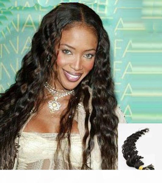 

brazilian virgin hair deep wave u tip hair extension #1b off black 100g 100s pre bonded hair extensions curly