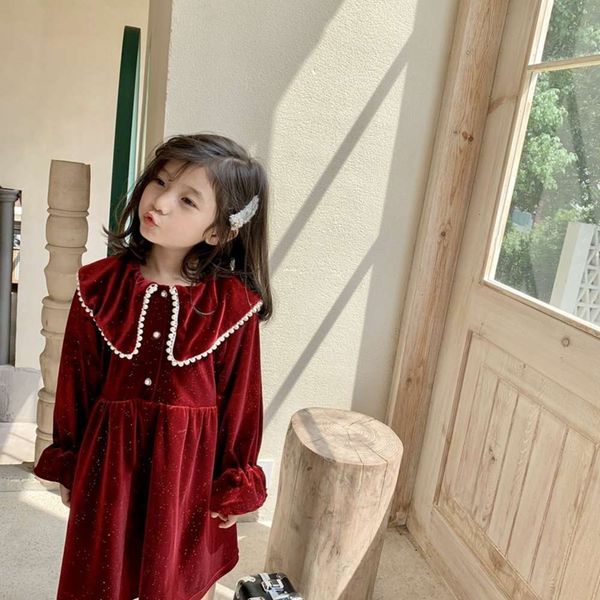 

children's girls' autumn winter 2020 big new lapel veet drs plush princs skirt u3y4, Red;yellow