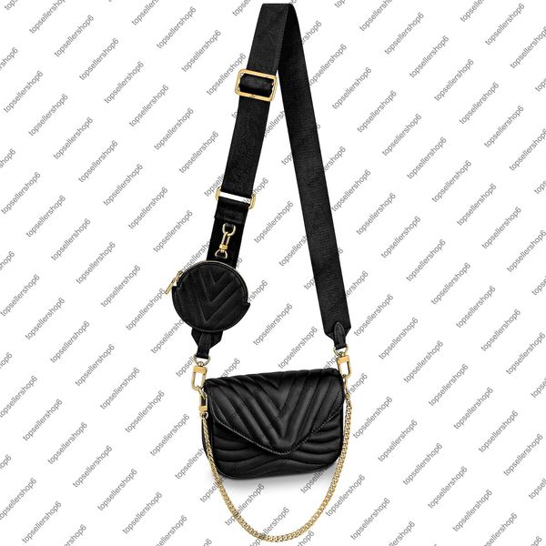 

m56461 m5646 wave multi-pochette women chain wide strap round coin purse calf leather mini pochettes wallet crossbody handbag shouler bag