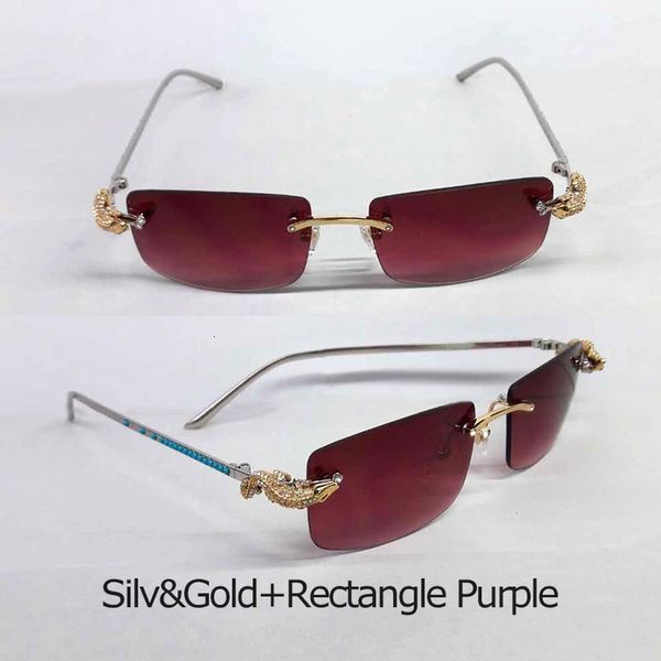 

2021 new luxury golden corcodile rimless carter glasses frame rhinestone sunglass women blue diamond brand designer sunglasses men fyne, White;black