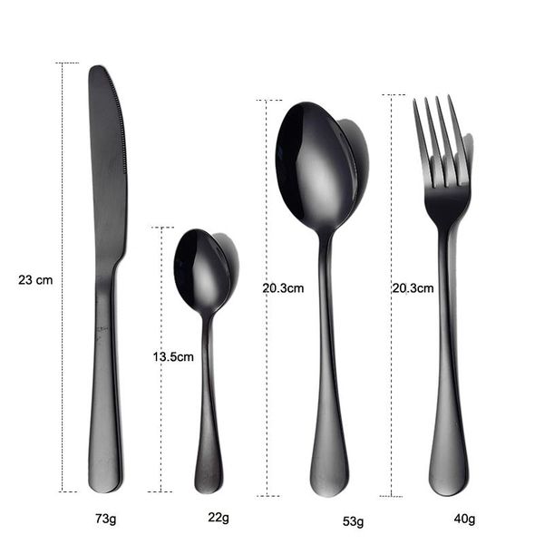 

24pcs set tableware stainless steel cutlery complete black fork spoon knife set dinner appliance western dinnerware eco friendly h jllemc