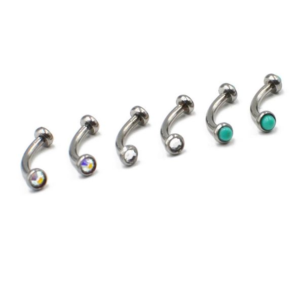 

1pc surgical steel internally thread eyebrow ring cartilage tragus earring flat cz gem stone body jewelry piercing 16g q bbyujp, Silver