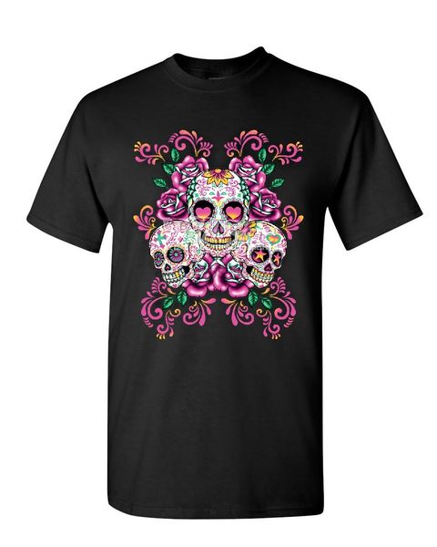 

3 sugar skulls dia de los muertos roses day of the dead cartoon men new fashion sport hooded sweatshirt hoodie t shirt
