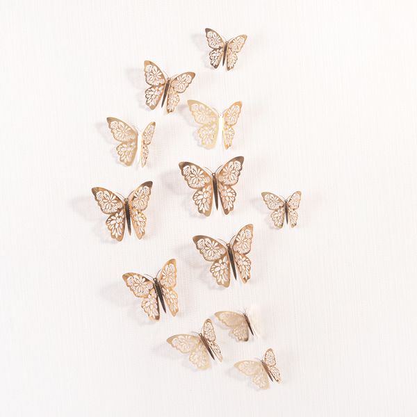 

12 pcs/set 3d wall stickers hollow butterfly for kids rooms home wall decor diy mariposas fridge stickers room decoration