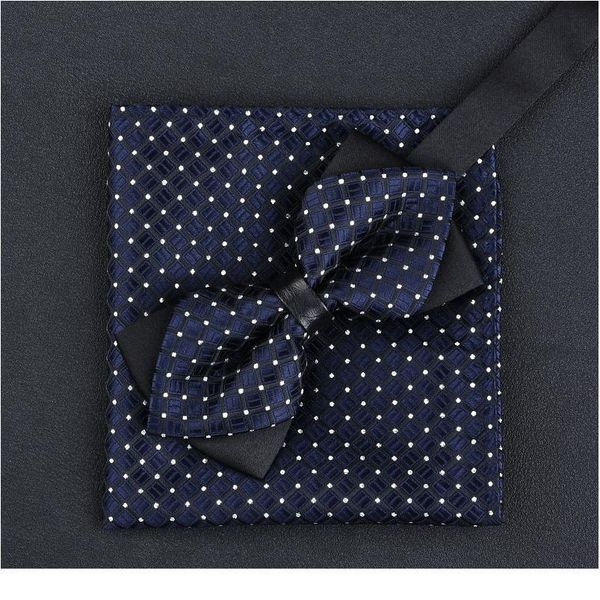 

11 colors fashions men's bowtie and pocket squares man bow tie handkerchief set wedding vintage qylemo, Black;gray