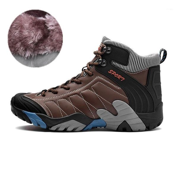 

boots 38-45 natural leather men plush warm winter shoes1, Black