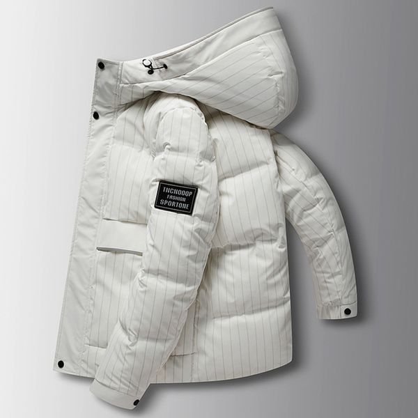 

men's et 2021 winter thickened 90 white goose down middle-aged and young people hooded extremely cold warm solid color casual coat, Black