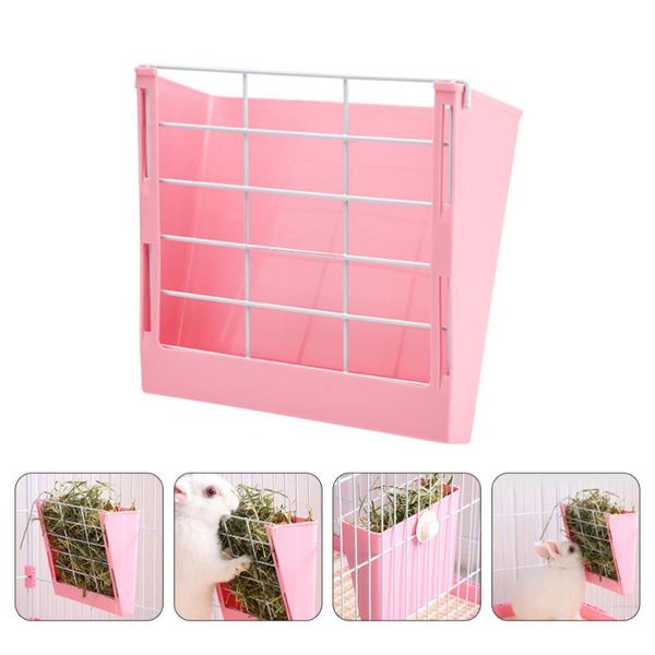 

1pc grass rack feeding rack storage pet feeder (pink)